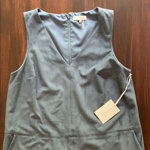 1 State  blue suede tank dress with pockets
